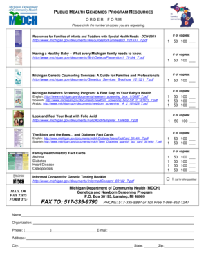 Michigan Public Health Resources Order Form