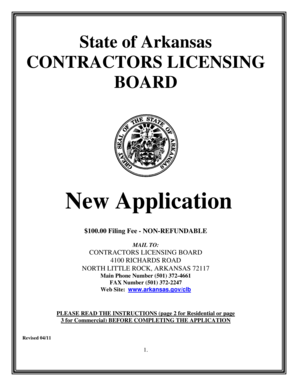 Arkansas Contractor License Application