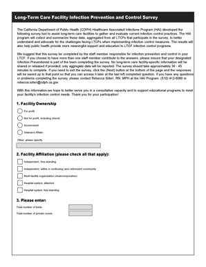 California Long-Term Care Facility Infection Control Survey