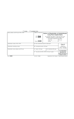 Form 2439 Notice to Shareholder of Undistributed Long-Term Capital Gains
