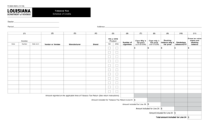 Louisiana Tobacco Tax Credit Schedule