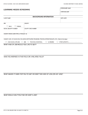 California Learning Needs Screening Form