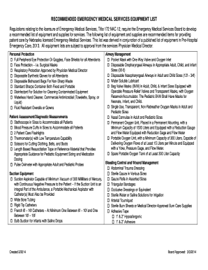 Nebraska Emergency Medical Services Equipment List