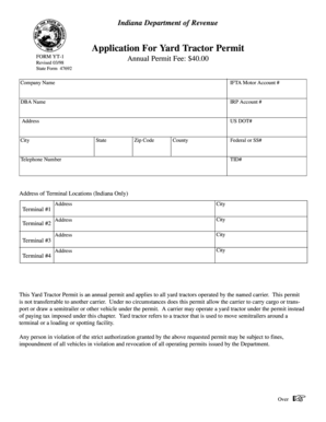 Indiana Yard Tractor Permit Application