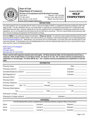 Utah Pharmacy Self-Inspection Form