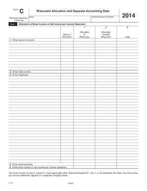 Wisconsin Form C Allocation and Separate Accounting Data
