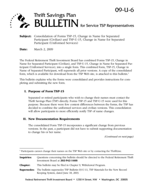 TSP-15 Change in Name for Separated Participant