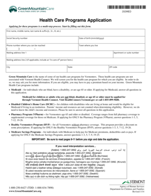 Vermont Health Care Programs Application