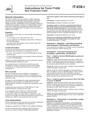 New York Beer Production Credit Form IT-636
