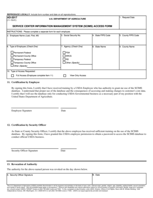 USDA SCIMS Access Form