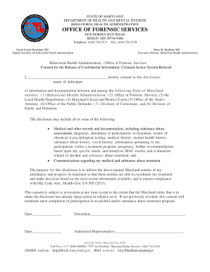 Maryland Consent for Release of Confidential Information