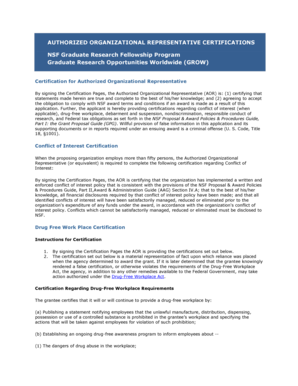 NSF Authorized Organizational Representative Certification