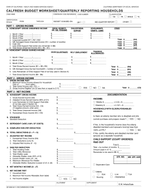 California CalFresh Budget Worksheet Correction