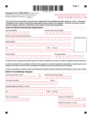 Georgia Form IT-QEE-SSO1