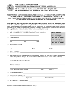 California Foreign Educated Law Applicant Registration