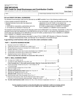 Michigan Small Business Tax Credit Form C-8000C