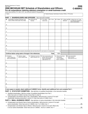Michigan SBT Schedule of Shareholders and Officers