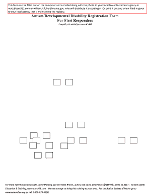 Autism/Developmental Disability Registration Form for First Responders