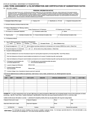 California Long Term Assignment Form