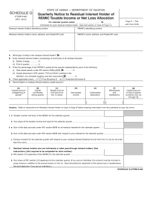 Hawaii REMIC Taxable Income Form N-66