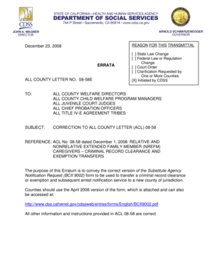 Substitute Agency Notification Request