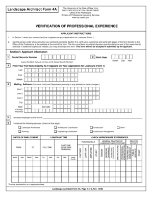 Landscape Architect Form 4A