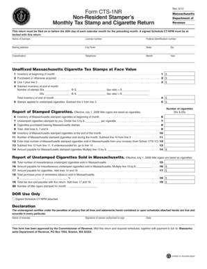 Massachusetts Cigarette Tax Return Form