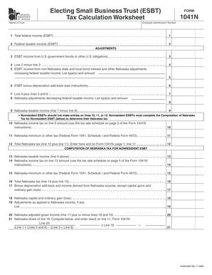 Nebraska ESBT Tax Calculation Worksheet