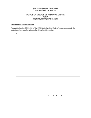 Notice of Change of Principal Office for a Nonprofit Corporation