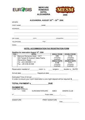 Hotel Room Reservation form for foreigners - Eurosis