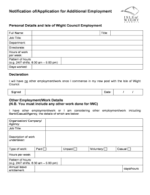 Additional Employment Form May 2011 - Barton Primary School