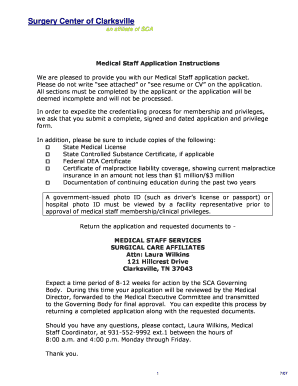 Medical Staff Application Instructions