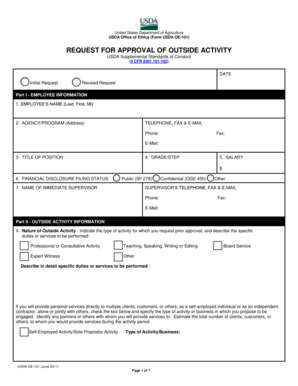USDA Request for Approval of Outside Activity