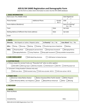 ADS & SIH SAMS Registration Form