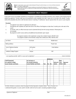 Transfer Credit Request Form