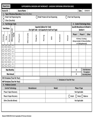 Supplement Emission Unit Worksheet