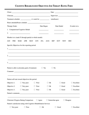 Cognitive Rehabilitation Therapy Rating Form