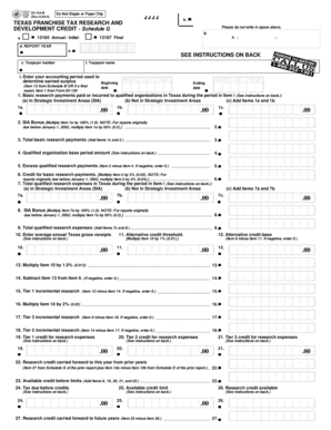 Texas Franchise Tax Research and Development Credit Schedule G