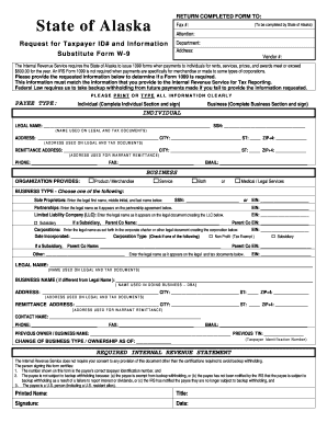 Alaska Substitute Form W-9