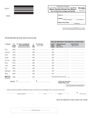 Utah Motor Vehicle Rental Tax Return