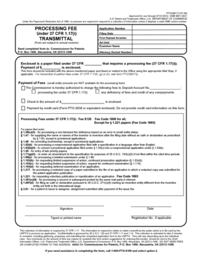 USPTO Patent Processing Fee Transmittal Form
