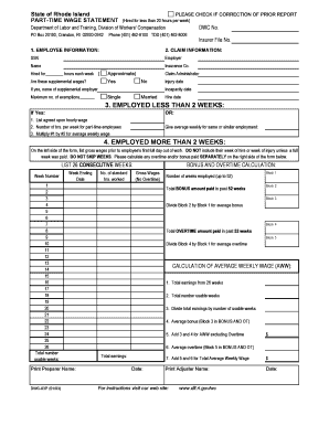 Rhode Island Part-Time Wage Statement