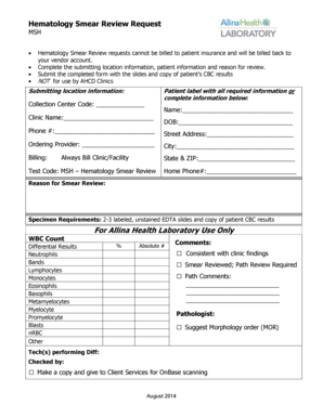 Hematology Smear Review Request Form