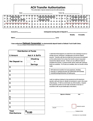 ACH Transfer Authorization Form