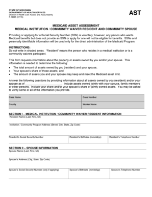 Wisconsin Medicaid Asset Assessment Form