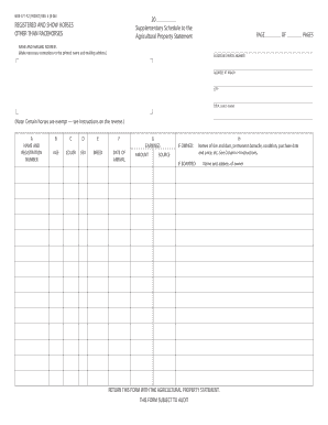 California Registered and Show Horses Supplementary Schedule