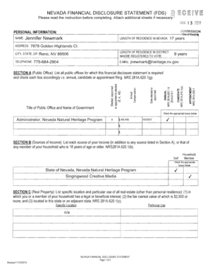 Nevada Financial Disclosure Statement