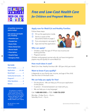 California Medi-Cal and Healthy Families Application