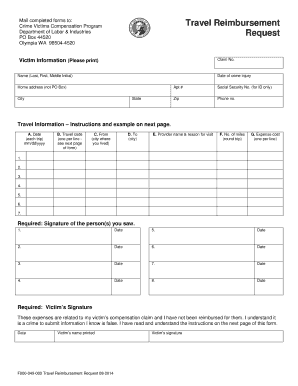 Washington Crime Victims Travel Reimbursement Form