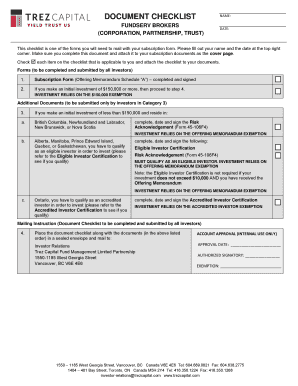 FundServ Brokers Subscription Checklist
